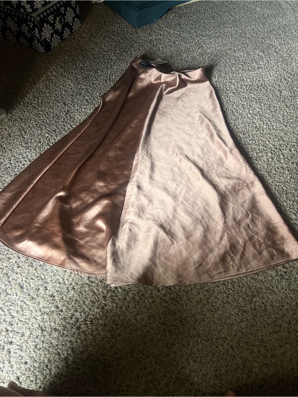 Zara Satin Maxi Skirt in Rose Copper